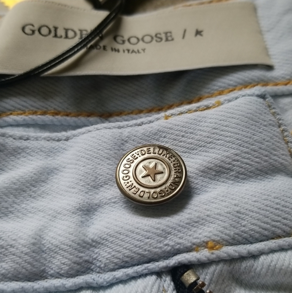 Golden Goose High Rise Boot Cut Jeans Size 29 Light Wash Bleached Blue - Picture 4 of 7